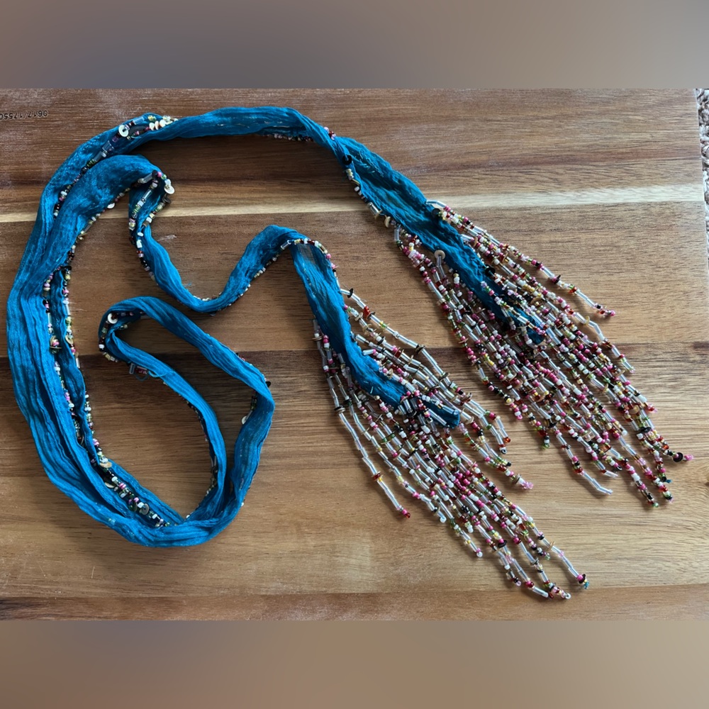 Y2K Beaded Fringe Scarf Belt